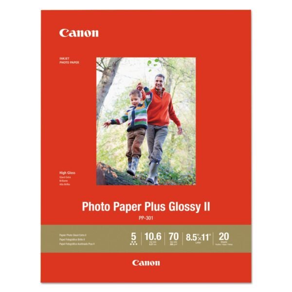 Canon Photo Paper Plus Glossy II, 10.6 mil, 8.5 x 11, Glossy White, 20/Pack (1432C003)