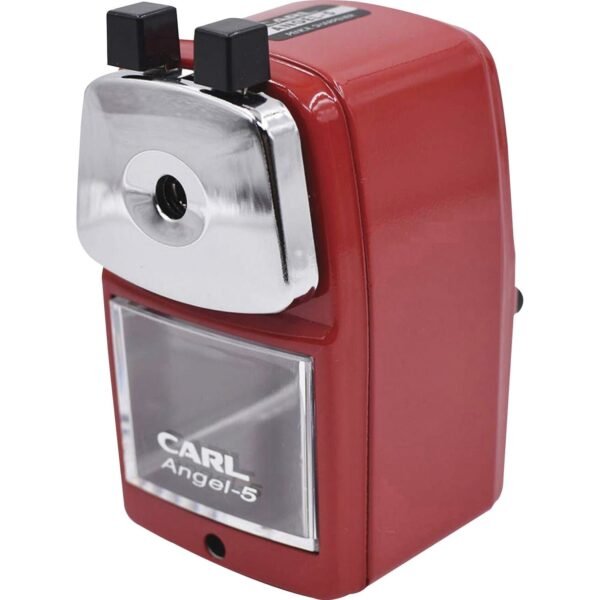 CARL Angel-5 Pencil Sharpener Desktop - 5" Height x 2.8" Width - Steel, Aluminum - Red - 1 Each (19017)