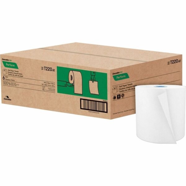 Cascades Tandem Paper Towel 1 Ply - 1 15/16" Core - White - 6 Rolls Per Container - 6 / Carton (T220)