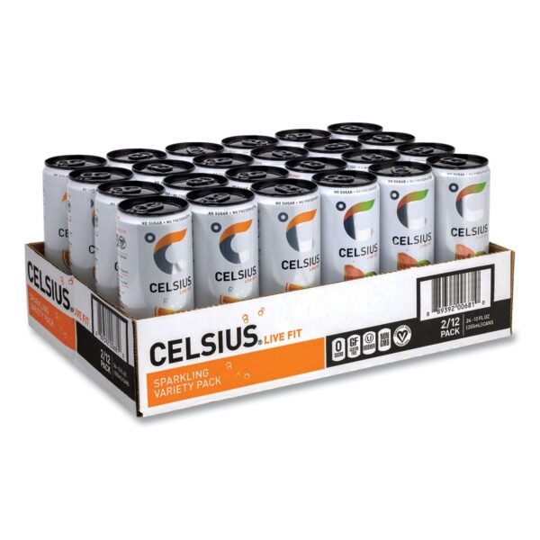 Celsius Live Fit Variety Pack, Kiwi Guava and Orange, 12 oz Can, 24/Carton (22002166)