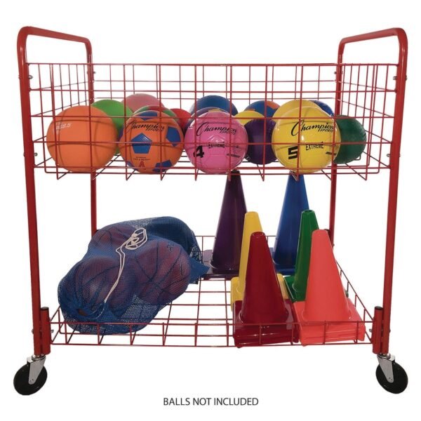 Champion Sports Back Ease Storage Cart, Metal, 176 lb Capacity, 30 x 43 x 45, Red (OCLX)