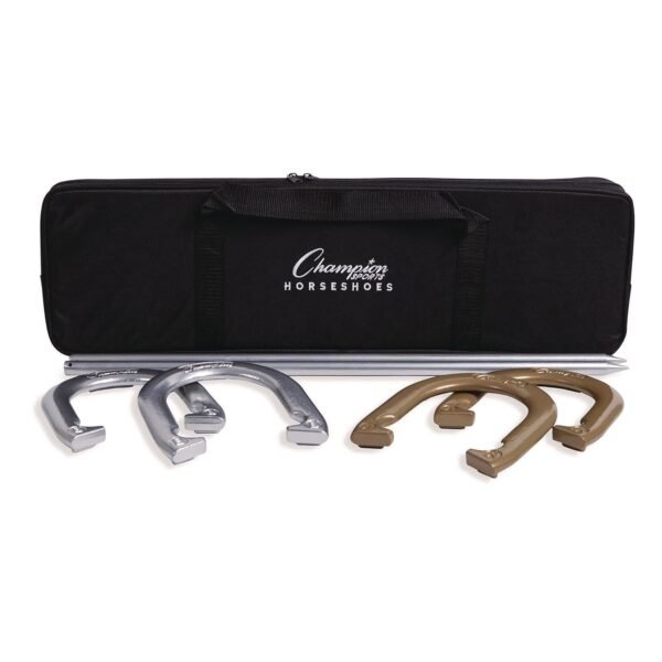 Champion Sports Deluxe Horseshoe Tournament Set, 4 Horseshoes/2 Stakes/Carry Bag/Rule Sheet (CG205)