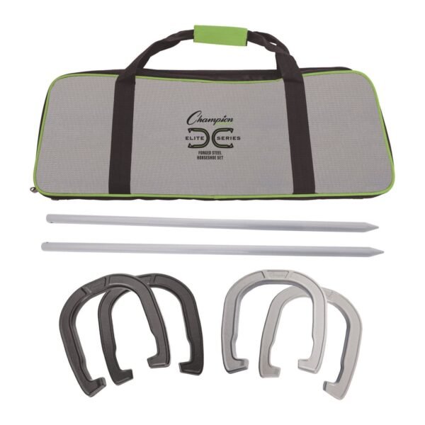 Champion Sports Forged Steel Horseshoe Set, 4 Horseshoes/2 Stakes/Carry Bag/Rules Sheet (CG210)