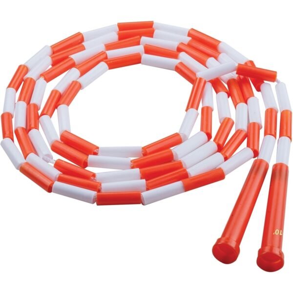 Champion Sports Plastic Segmented Jump Rope 10 ft Length - Beaded - White, Orange - Plastic (PR10)