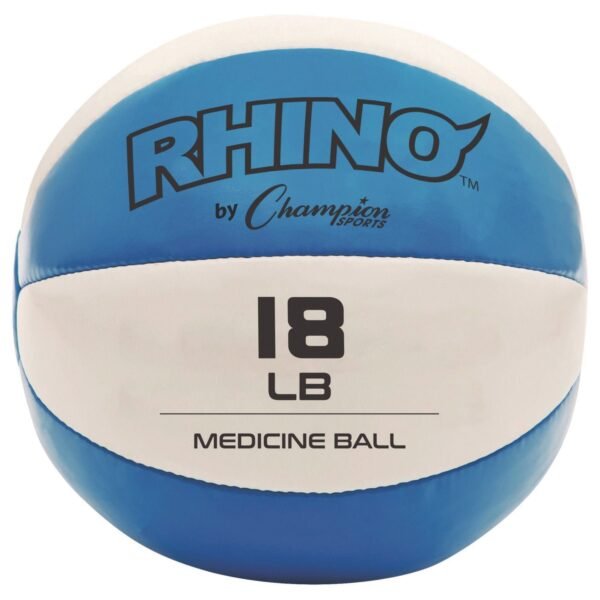 Champion Sports Rhino Leather Medicine Ball, 18 lb, Teal/White (MB16)