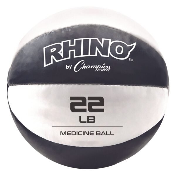 Champion Sports Rhino Leather Medicine Ball, 22 lb, Black/White (MB23)