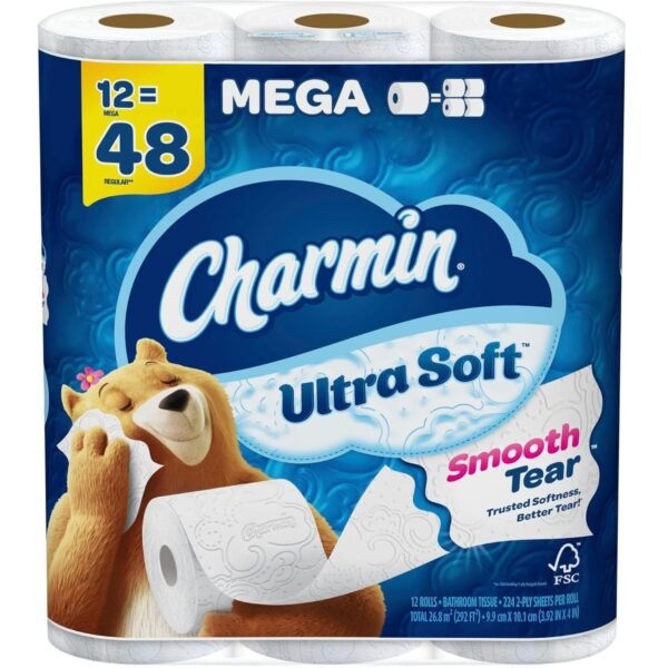 Charmin® Ultra Soft Standard Toilet Paper, 2-Ply, 224 Sheets, 12 Rolls (08813PK)
