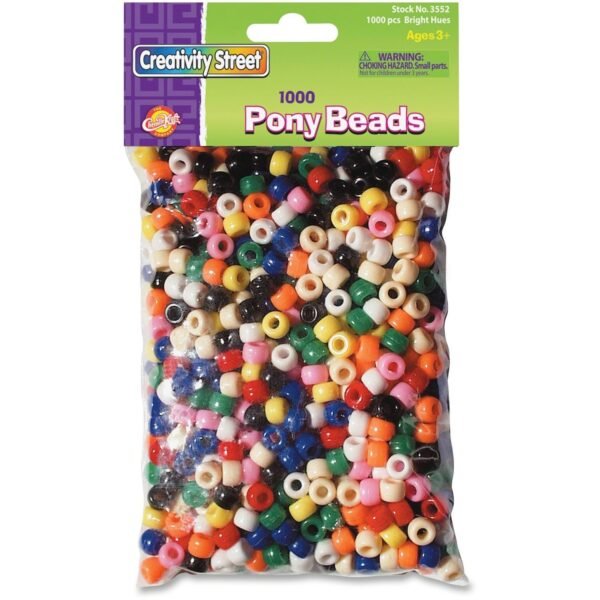 ChenilleKraft Creativity Street Pony Bead Art, Craft - Assorted - Plastic - 1000 / Pack (3552)