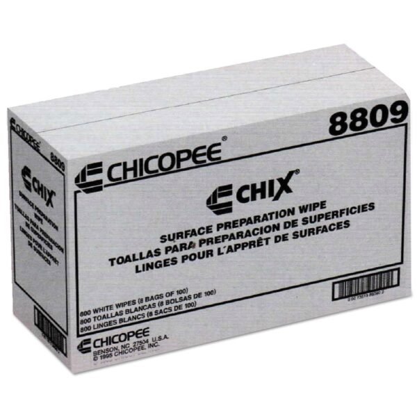 Chix Surface Prep Wipes, 1-Ply, 13 x 21, Unscented, White, 100/Bag, 8 Bags/Carton (8809)