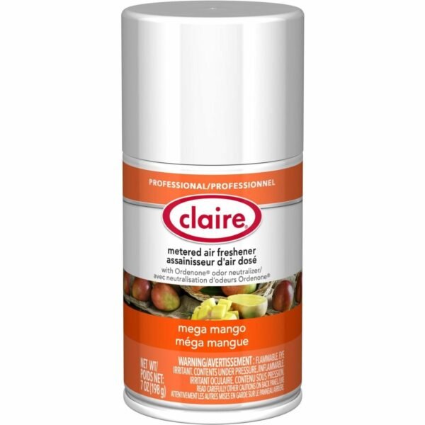 Claire Mega Mango Metered Air Freshener Aerosol - 330 Sq. ft. - 10 fl oz (0.3 quart) - Mango - 30 Day - 1 Each (CL116)