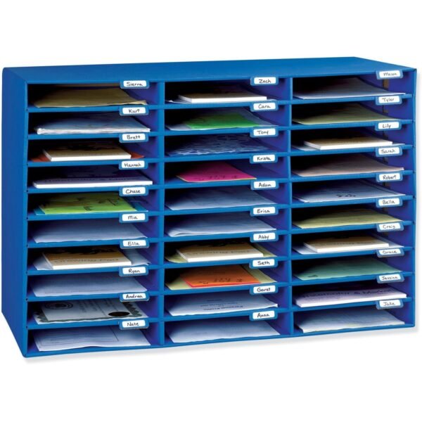 Classroom Keepers 30-Slot Mailbox 30 Pocket(s) - Compartment Size : 1.80" x 12.50" x 10" - 21" Height x 31.63" Width x 12.75" Depth - 70% Recycled - Blue - 1 Each (001318)