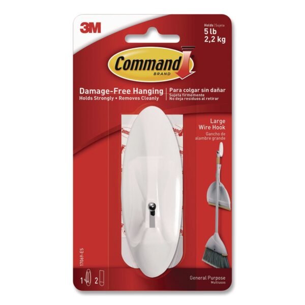 Command Large Wire Hook, Metal/Plastic, White, Supports 5 lbs (70006903192)
