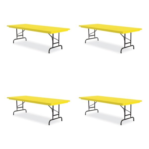 Correll Adjustable Folding Tables, Rectangular, 60" x 30" x 22" to 32", Yellow Top, Black Legs, 4/Pallet (RA3060284P)