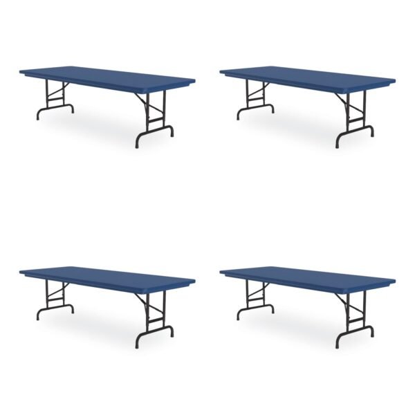 Correll Adjustable Folding Tables, Rectangular, 60" x 30" x 22" to 32", Blue Top, Black Legs, 4/Pallet (RA3060274P)