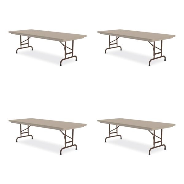 Correll Adjustable Folding Tables, Rectangular, 96" x 30" x 22" to 32", Mocha Granite Top, Brown Legs, 4/Pallet (RA3096244P)