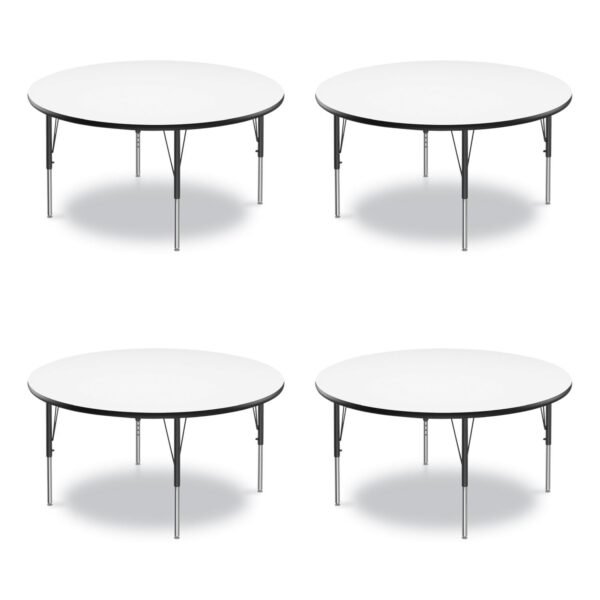 Correll Dry Erase Markerboard Activity Tables, Round, 42" x 19" to 29", White Top, Black Legs, 4/Pallet (42DERD80954P)