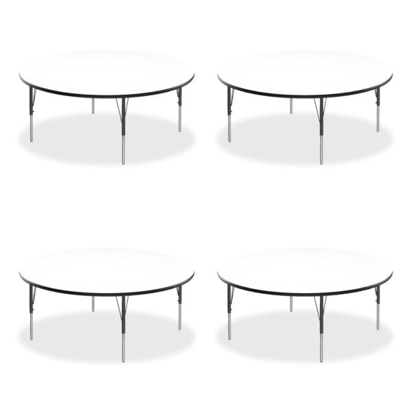 Correll Markerboard Activity Tables, Round, 60" x 19" to 29", White Top, Black/Silver Legs, 4/Pallet (60DERD80954P)