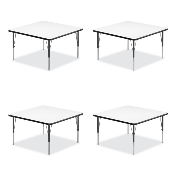 Correll Markerboard Activity Tables, Square, 48" x 48" x 19" to 29", White Top, Black Legs, 4/Pallet (4848DE80954P)
