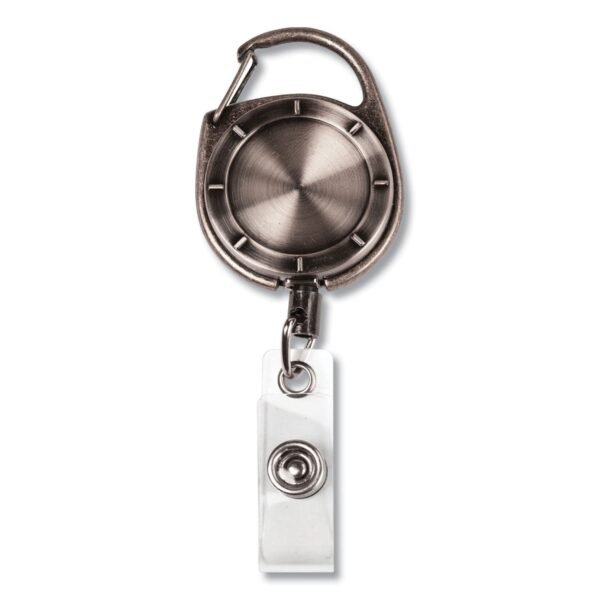 COSCO MyID Carabiner-Style Badge Reel, Retractable 23" Nylon Cord, Pewter (075031)