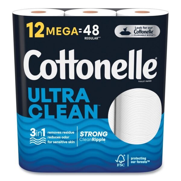 Cottonelle® Ultra Clean Toilet Paper, 1-Ply, 284 Sheets, 48 Rolls (55489)