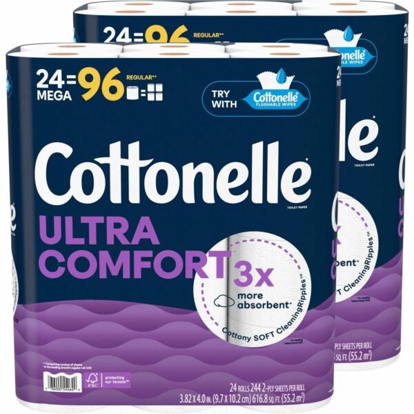 Cottonelle® Ultra Comfort Toilet Paper, 2-Ply, 224 Sheets, 48 Rolls 2 Ply - White - Paper, FiberPack - 24/Pack - 2 / Carton (55464CT)