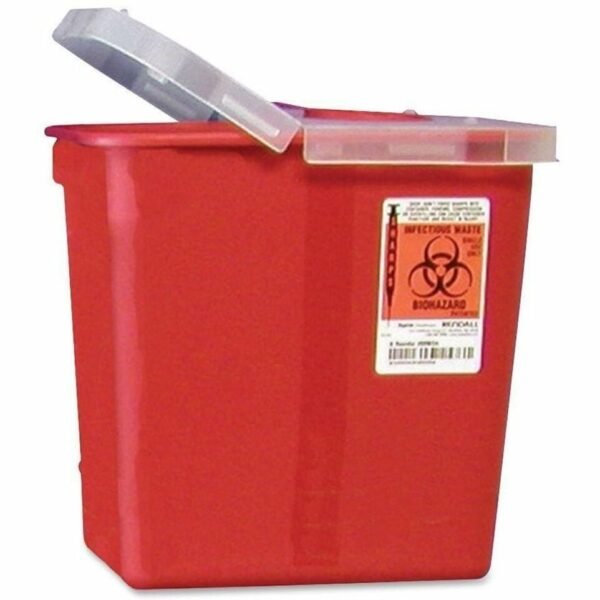 Covidien Sharps Hinged Lid Container 2 gal Capacity - 10" Height x 10.5" Width x 7.3" Depth - Red - 1 Each (SRHL100990)