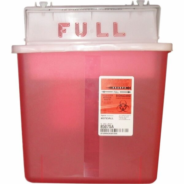 Covidien Sharpstar 5 Quart Sharps Container with Lid 1.25 gal Capacity - Rectangular - 11" Height x 10.8" Width x 4.8" Depth - Red - 1 Each (K5SS1007SA)