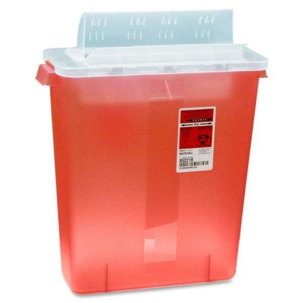 Covidien Transparent Red Sharps Container 3 gal Capacity - 16.3" Height x 13.8" Width x 6" Depth - Red - 1 Each (STRT10021R)