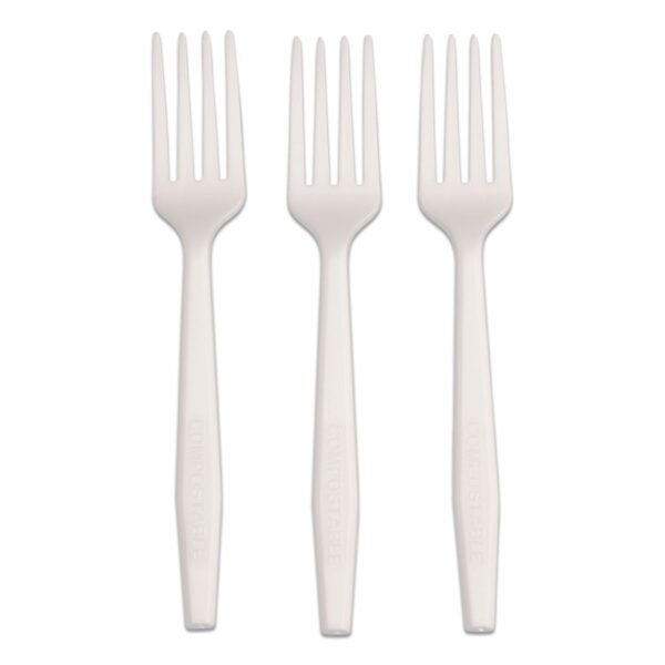 Cpla Cutlery, Fork, White, Unwrapped, 1,000/carton