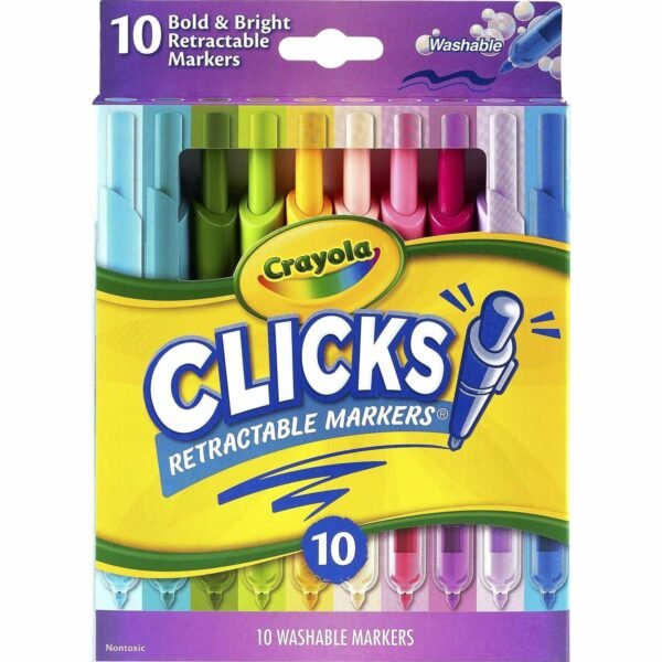 Crayola Clicks Retractable Markers Bold Marker Point - Retractable - Washable - Multi Ink - 10 / Pack (588373)