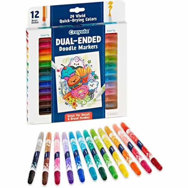 Crayola Dual-Ended Markers Chisel, Brush Marker Point - Multicolor Ink - 12 / Pack (588314)