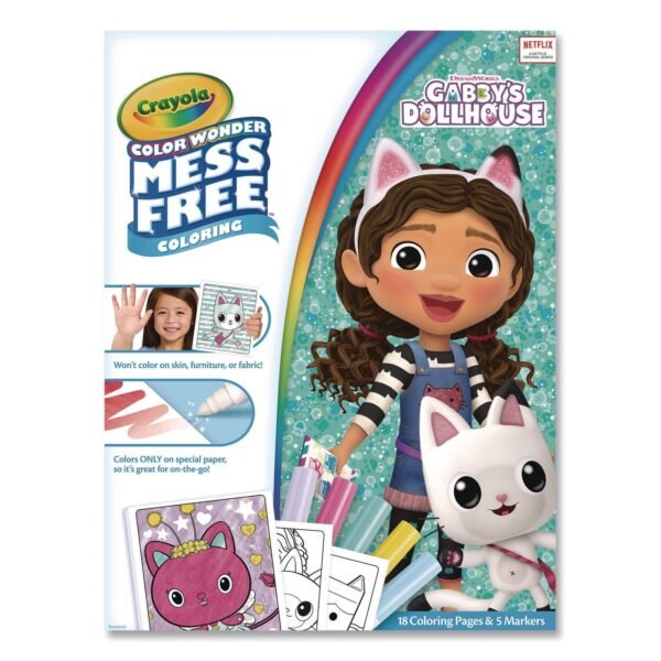 Crayola Gabby's Dollhouse Color Wonder Kit, Includes Five Markers, Ages 3 and Up, 18 Pages (752835)