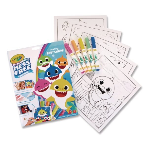 Crayola Pinkfong Baby Shark Color Wonder Kit, (18) Coloring Pages, (5) Baby Shark Collection Markers (757103)