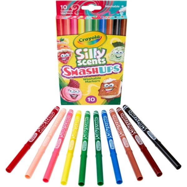 Crayola Silly Scents Slim Scented Washable Markers Broad, Fine Marker Point - Washable - Assorted Ink - Water Based - Assorted Barrel - 10 / Pack (588275)