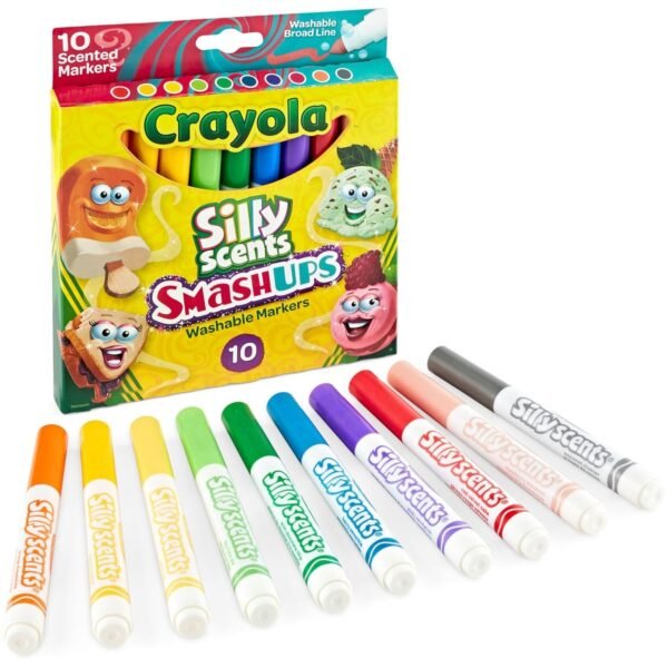 Crayola Silly Scents Slim Scented Washable Markers Broad Marker Point - Washable - Assorted Ink - Water Based - Assorted Barrel - 10 / Pack (588274)