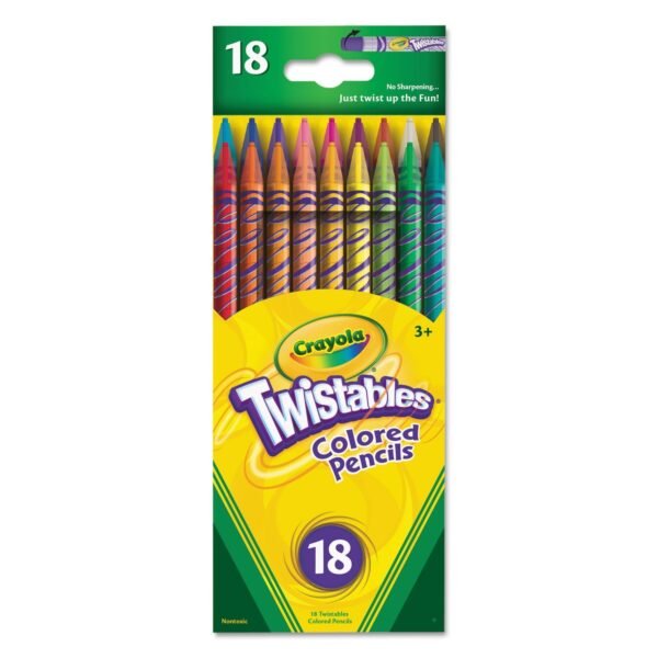 Crayola Twistables Colored Pencils, 2 mm, 2B, Assorted Lead and Barrel Colors, 18/Pack (687418)