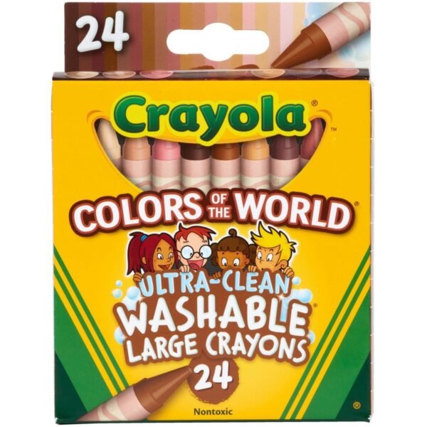 Crayola Ultra-Clean Washabe Large Crayons Assorted, Almond, Rose, Gold - 24 / Pack (520134)