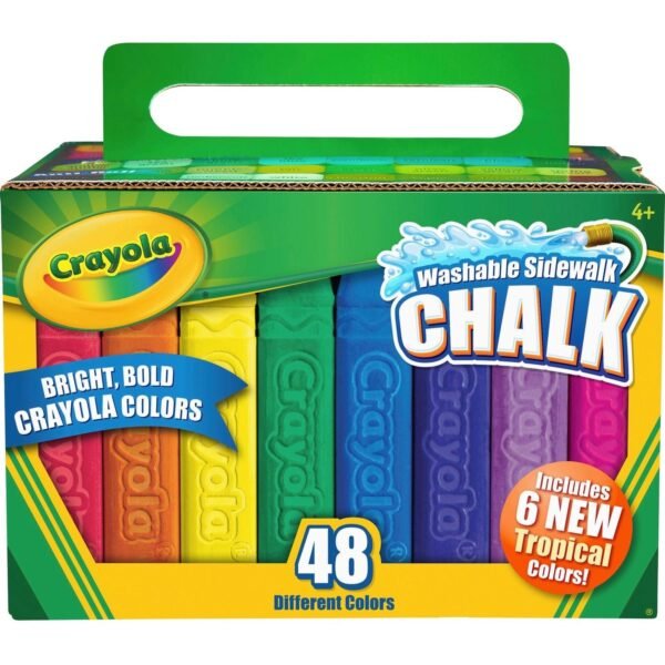 Crayola Washable Sidewalk Chalk 4" Length x 0.9" Diameter - Assorted - Roll Stop, Washable - 48 / Box (512048)