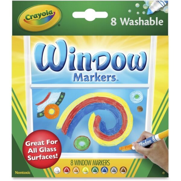 Crayola Washable Window Markers Conical Marker Point - Washable - Assorted Ink - 8 / Set (588165)