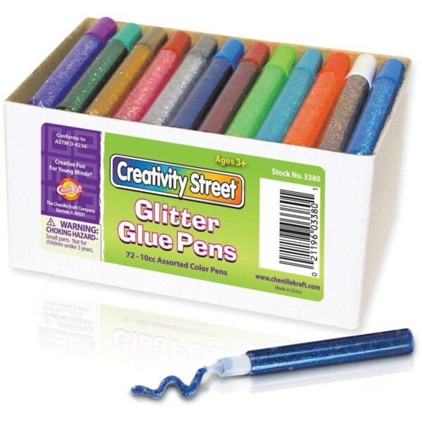 Creativity Street Glitter Glue Pens Classpack Decoration, Fun and Learning, Collage, Classroom - Assorted Neon - 72 / Box (338000)