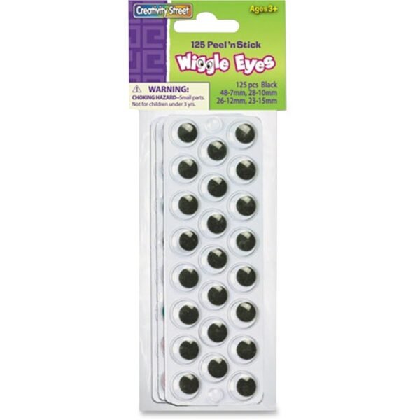 Creativity Street Peel/Stick Wiggle Eyes Sheet Set 125 Piece(s) - Black - 137 / Pack (343802)
