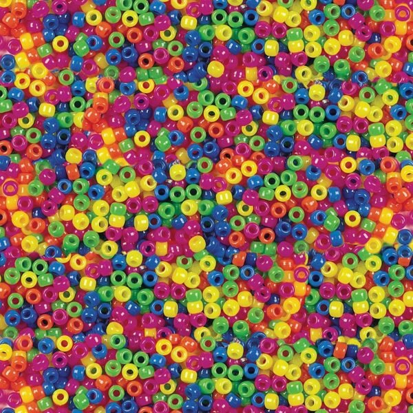 Creativity Street Pony Beads Beading, Project - Recommended For 3 Year x 236.2 mil Thickness x 0.4" Diameter - Neon, Neon - Plastic - 1000 / Pack (3553)
