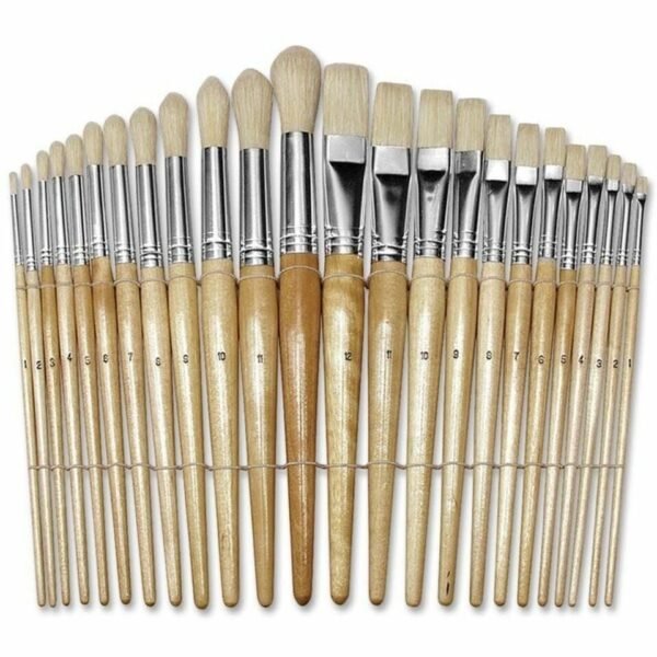 Creativity Street Preschool Brush Set Wood Handle - Nickel Plated Ferrule - 24 / Set (5172)