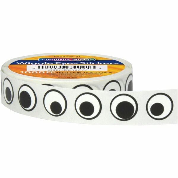 Creativity Street Wiggle Eyes Stickers Fun, Learning Theme/Subject - 1000 x Eye Shape - Self-adhesive - Black/White - 1000 / Pack (AC340201)