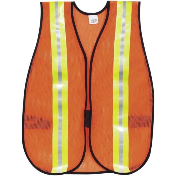 Crews Reflective Fluorescent Safety Vest Visibility Protection - Polyester, Fabric - Orange - Elastic Strap, Hook & Loop, Comfortable, Washable, Lightweight, Reflective Strip,...