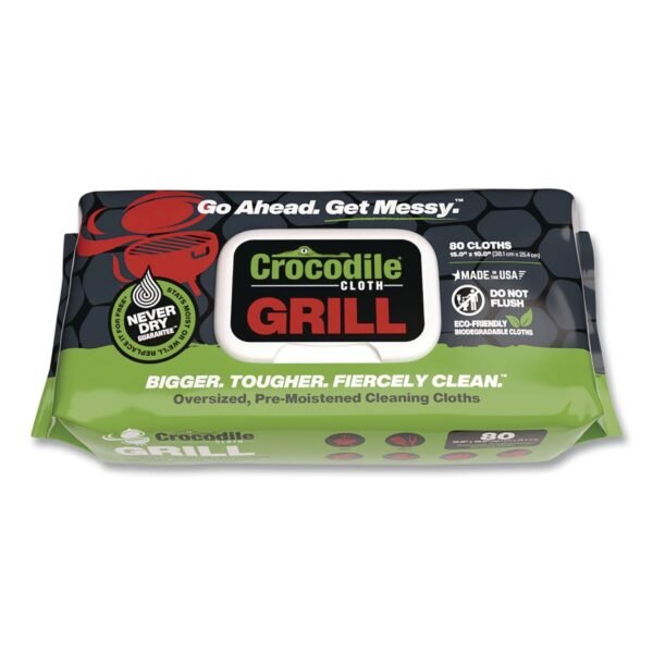 Crocodile Cloth Grill Cleaning Cloths, 10 x 15, White, 80/Pack (6600080)