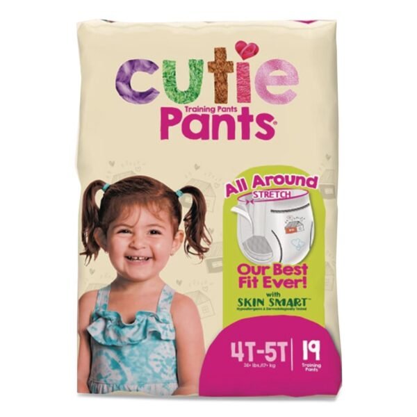 Cuties CutiePants Refastenable Training Pants for Girls, 4T-5T, 38 lbs to 50 lbs, 76/Carton (CR9008)