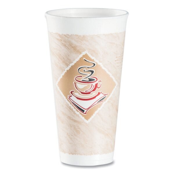 Dart Cafe G Foam Hot/Cold Cups, 20 oz, Brown/Red/White, 20/Pack (20X16GPK)