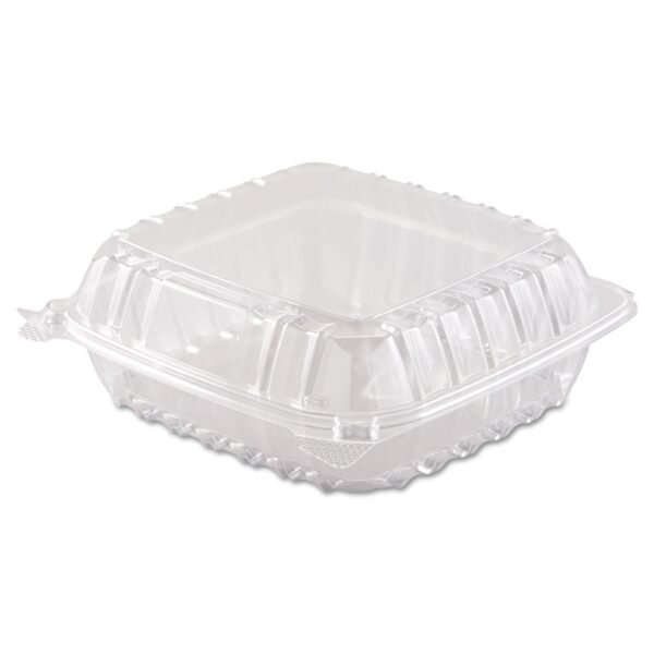 Dart ClearSeal Hinged-Lid Plastic Containers, 8.3 x 8.3 x 3, Clear, Plastic, 250/Carton (C90PST1)