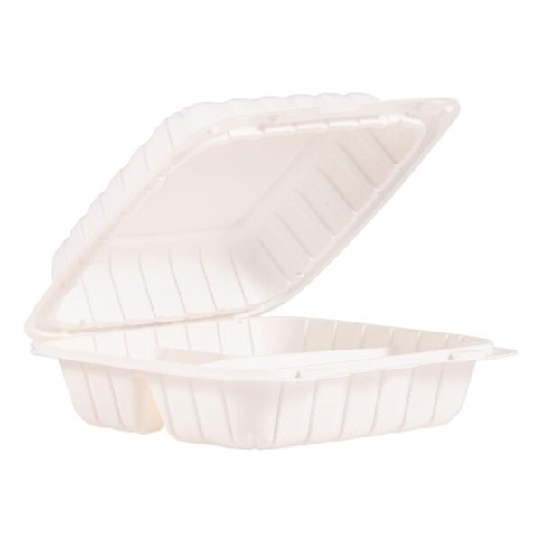 Dart Hinged Lid Containers, 3-Compartment, 8.3 x 8 x 3, White, Plastic, 150/Carton (85MFPPHT3)
